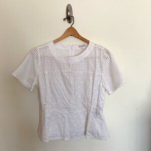 Bright white cotton peplum top